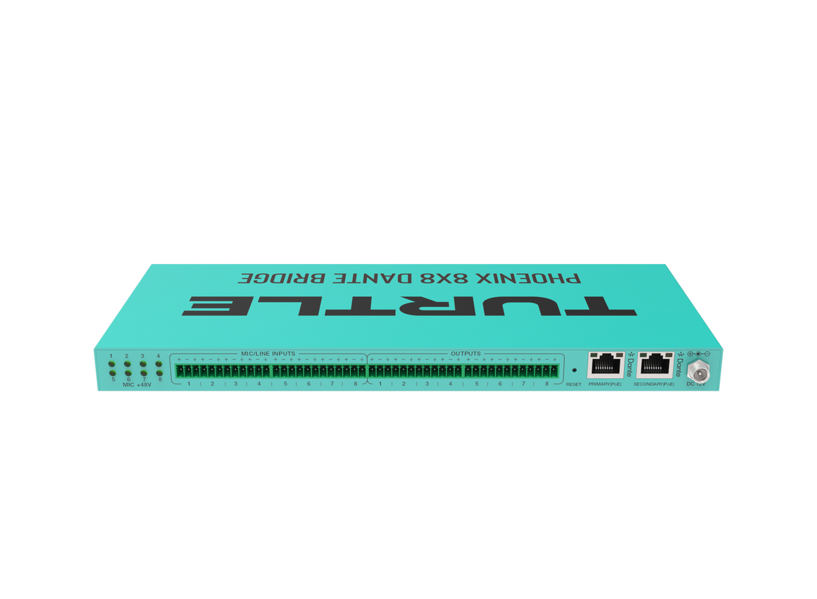 Turquoise router met 'Turtle'-logo op een witte achtergrond