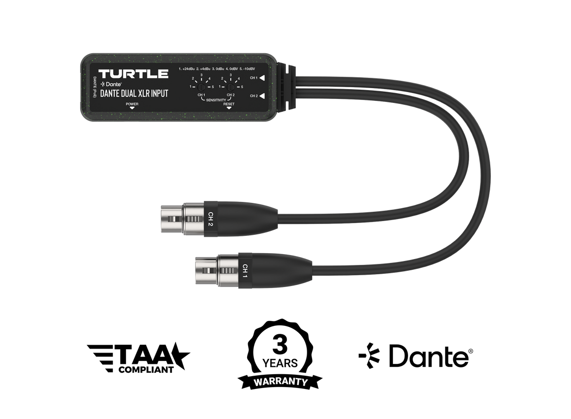 Turtle-audiokabel met dubbele XLR-ingang op een witte achtergrond