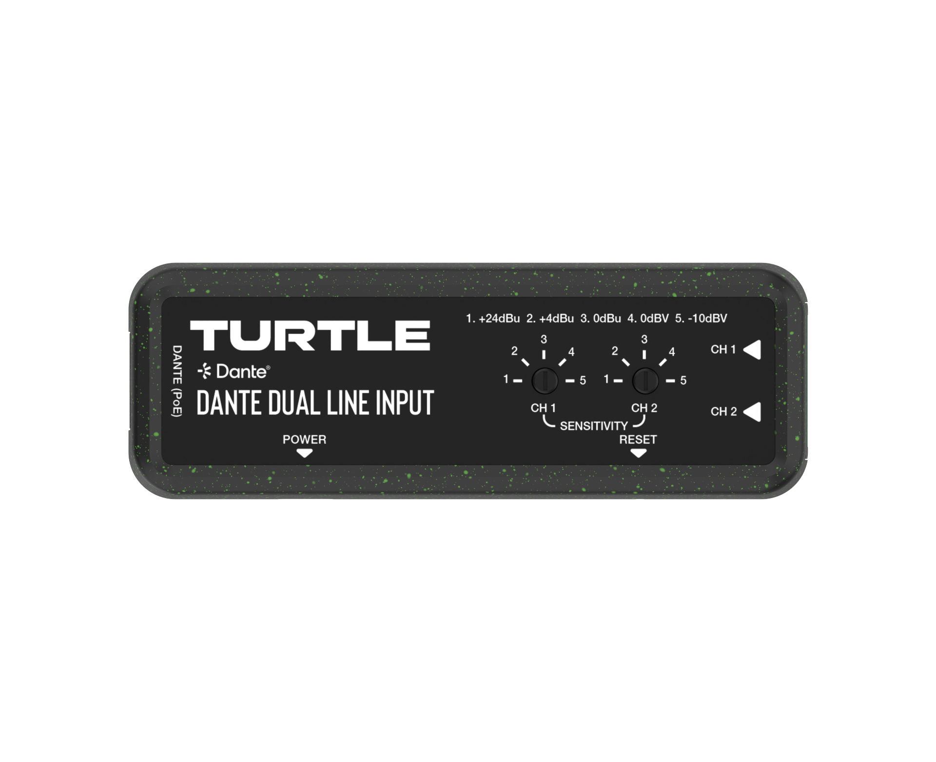 Turtle Dante Dual Line Input-apparaat op een witte achtergrond