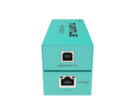 Turquoise doos met technische connectoren op een witte achtergrond