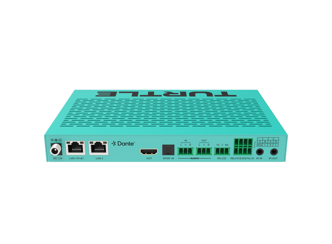 Turquoise router met 'TURRTE'-logo op een witte achtergrond
