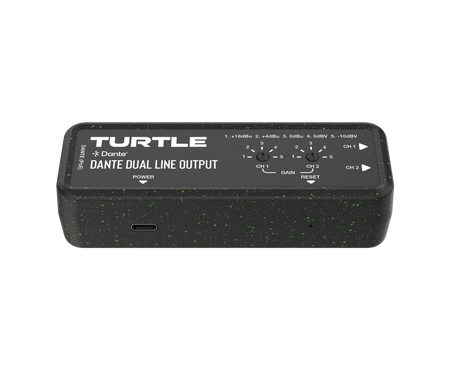 Turtle Dante dubbel lijnuitgangsapparaat op een witte achtergrond