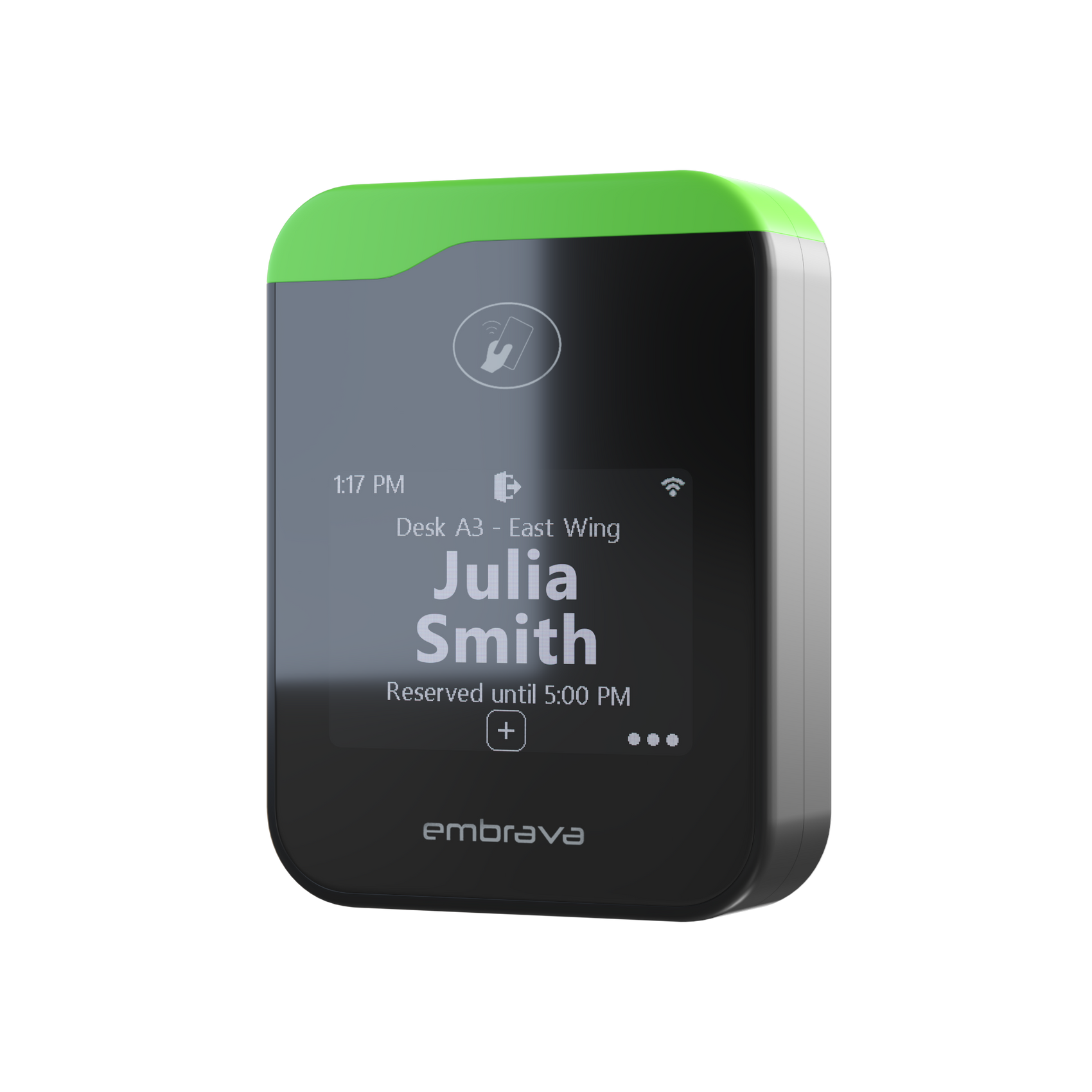 Embrava Desk Sign Plus — WiFi & Ethernet Hot-Desk Display with HID Mobile